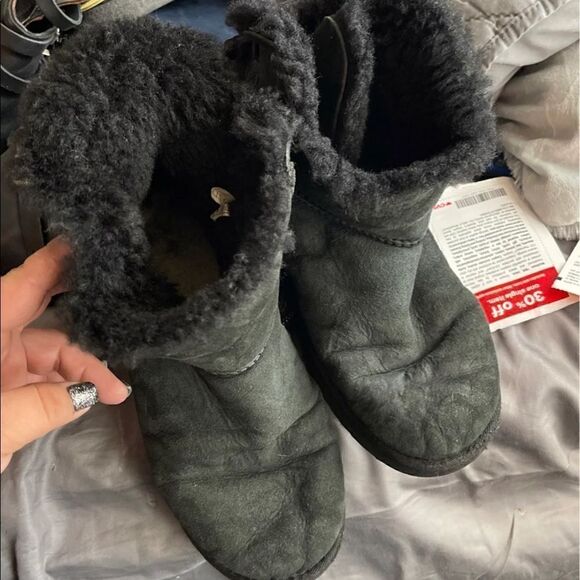 UGG Womens Black Mini Bailey Bow corduroy Boots 9 - Picture 7 of 10